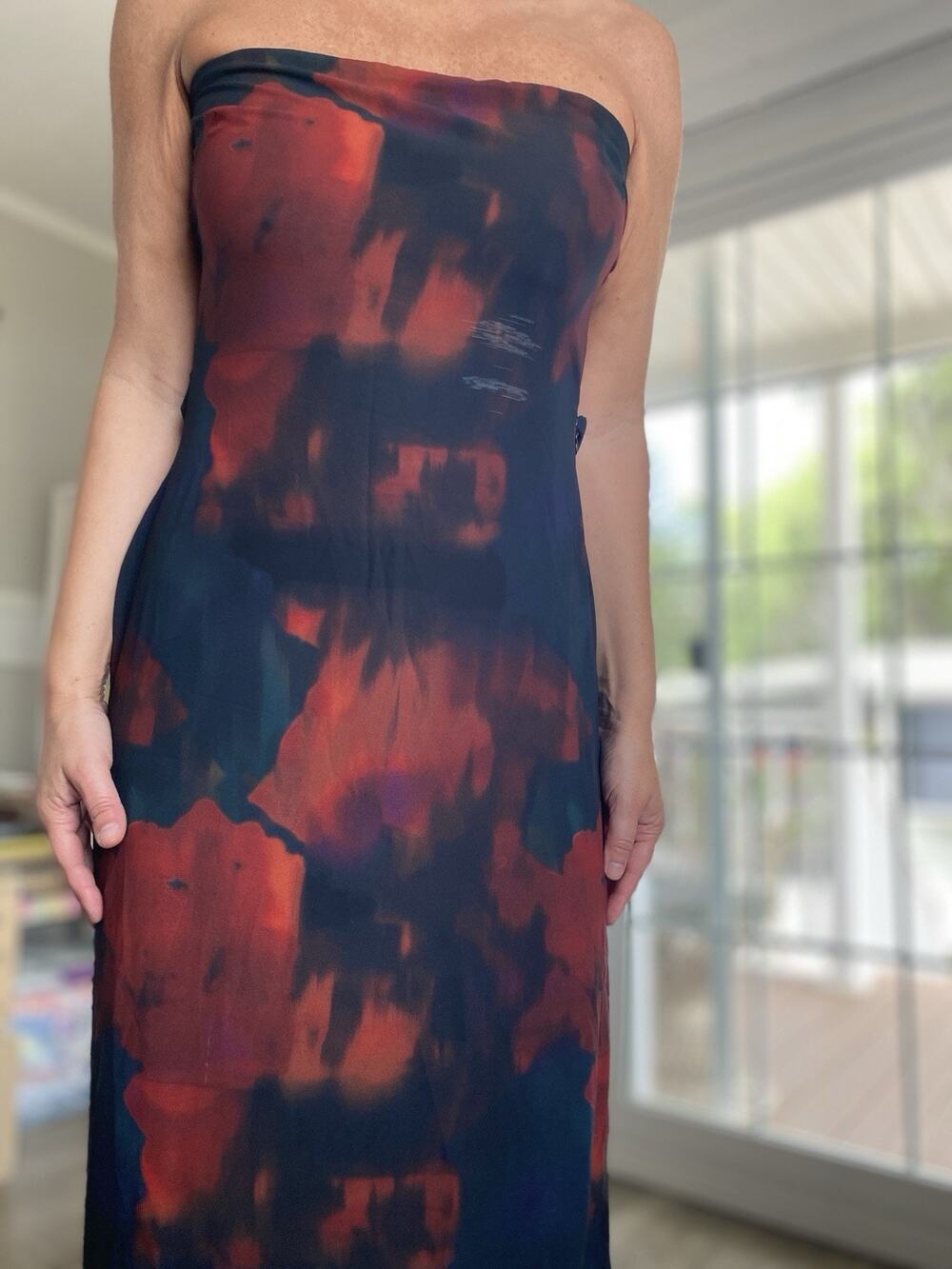 WHITE FOX BOUTIQUE DEEP ROSE NAVY MAXI DRESS M